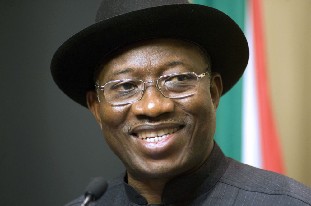 Nigerian President Goodluck Jonathan smiles during a press conference at the South African Parliament in Cape Town, on May 7, 2013. The leaders of Africa's two biggest economies, South Africa and Nigeria, pledged closer ties on Tuesday in what was hailed as a milestone in a sometime patchy relationship. President Jacob Zuma rolled out a red carpet for his counterpart Goodluck Jonathan as ministers signed nine sectoral pacts covering oil and gas, power, defence and communication. AFP PHOTO / RODGER BOSCH